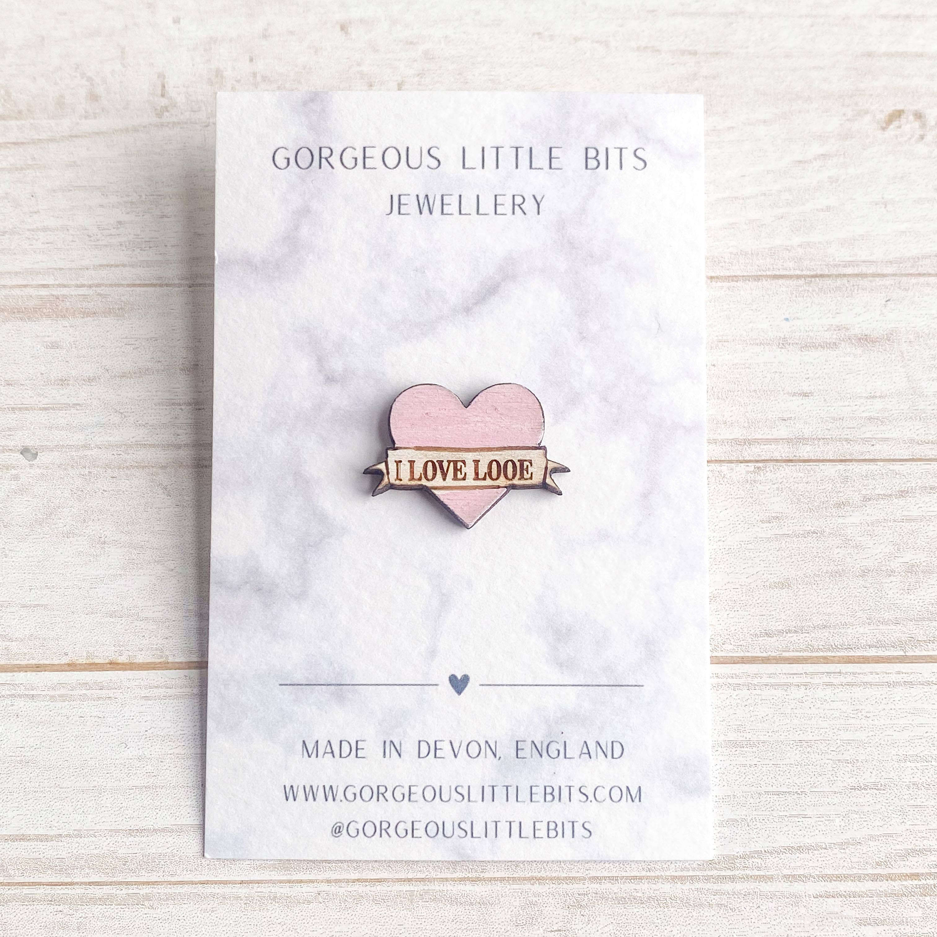 Gorgeous Little Bits Ltd – wholesale Brooch – Mini Pink Heart Custom Personalised Pin Badge Brooch1