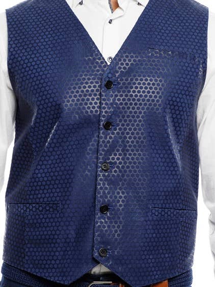 Chaleco de piel de lunares azul oscuro para venta al por mayor de Luchiano Visconti