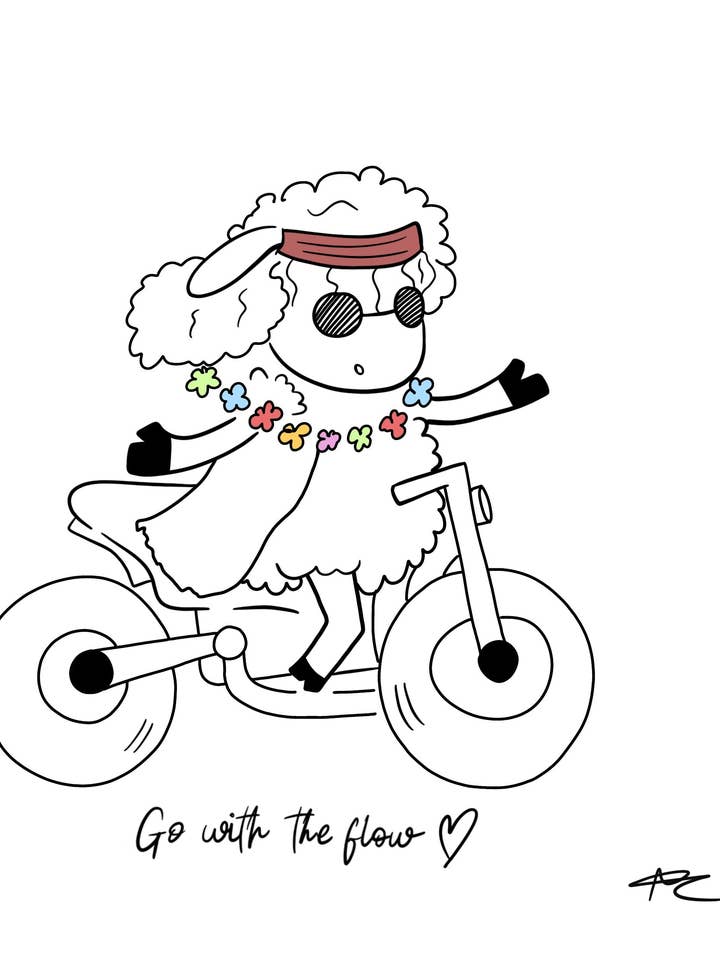 ‘Go With The Flow’ Sheep Tote Bag by Angela Zhang for wholesale by Tom'sTotes Ltd