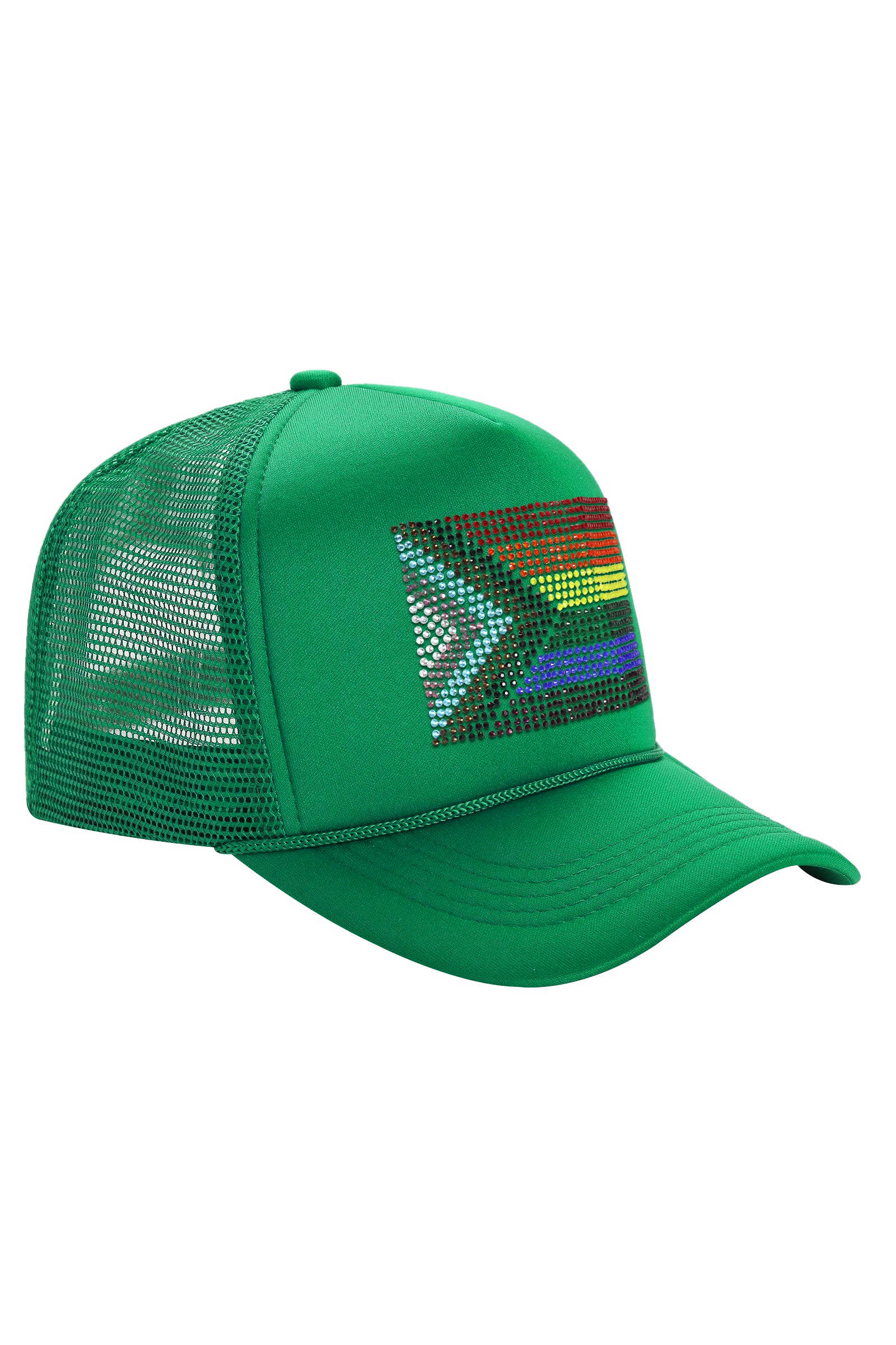 Cap Zone - Wholesale Trucker Hat - Unisex - Bling Rainbow Pride Flag Sponge Trucker Hat6