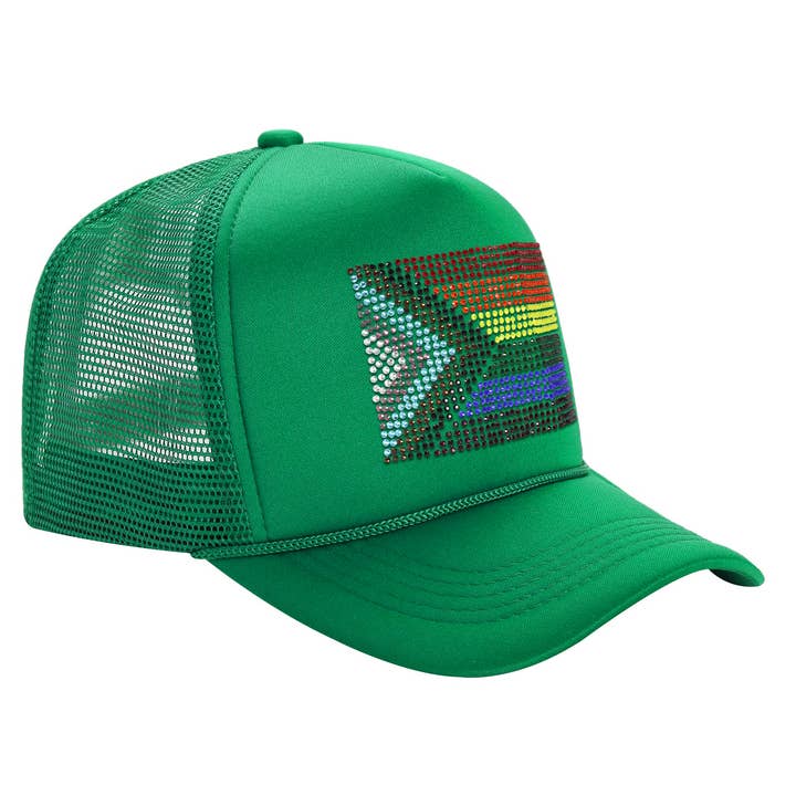 Cap Zone - Wholesale Trucker Hat - Unisex - Bling Rainbow Pride Flag Sponge Trucker Hat6