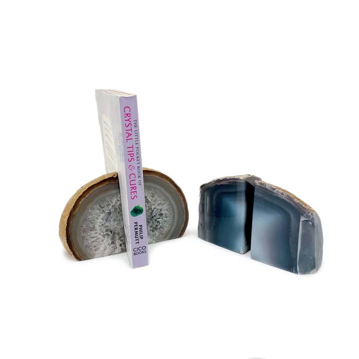 Rock Paradise – wholesale Bookend – Crystal Agate Geode Bookends Mini Door Stop Display (RK1)