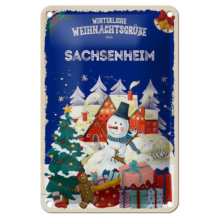 Femer - Wholesale Sign - Sachsenheim Christmas Greetings Tin Sign 12x18cm