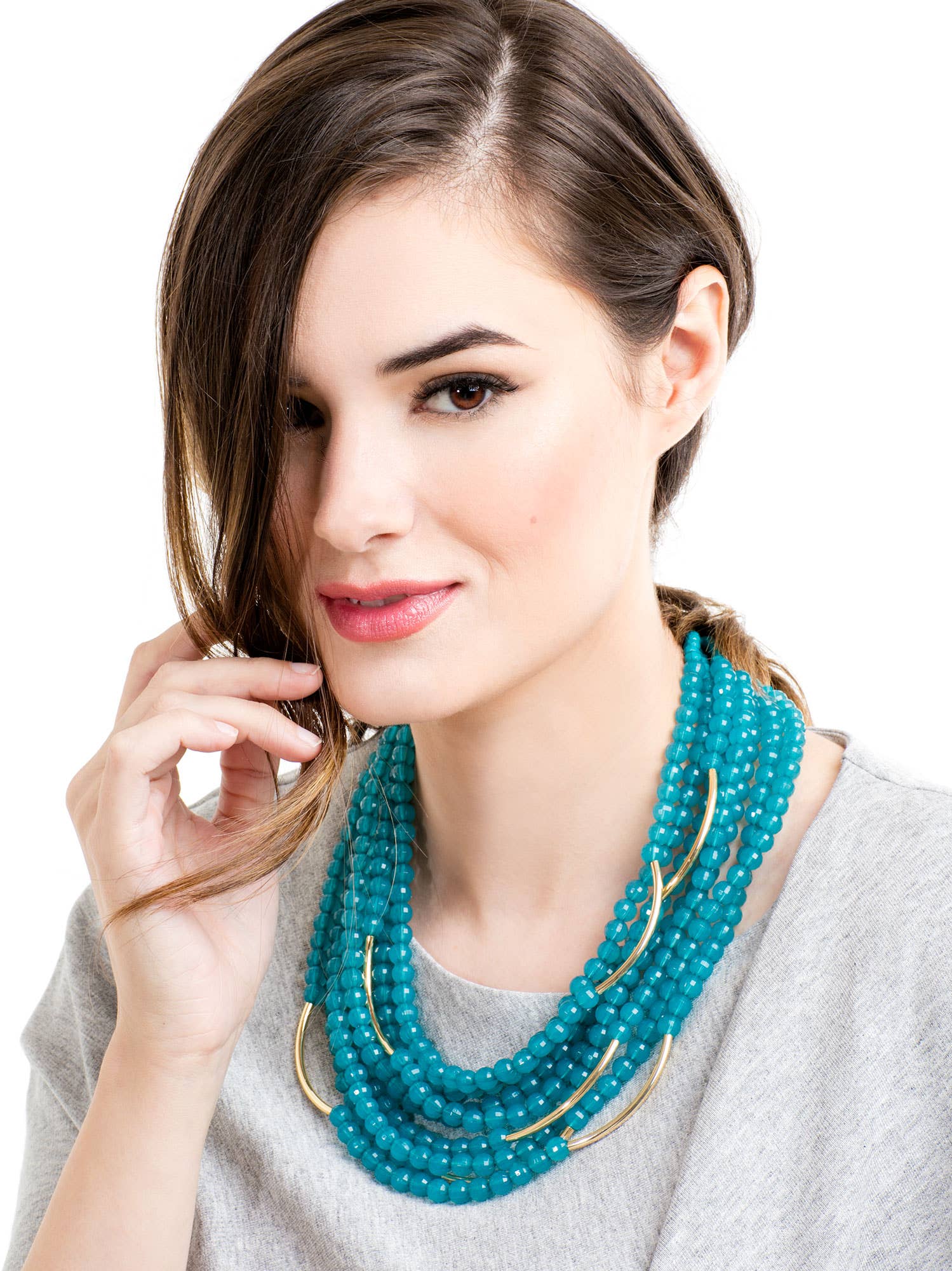 ZENZII Jewelry - Vendita all'ingrosso Collane a bavaglio - Collana multifilo con perline lucite traslucide.6