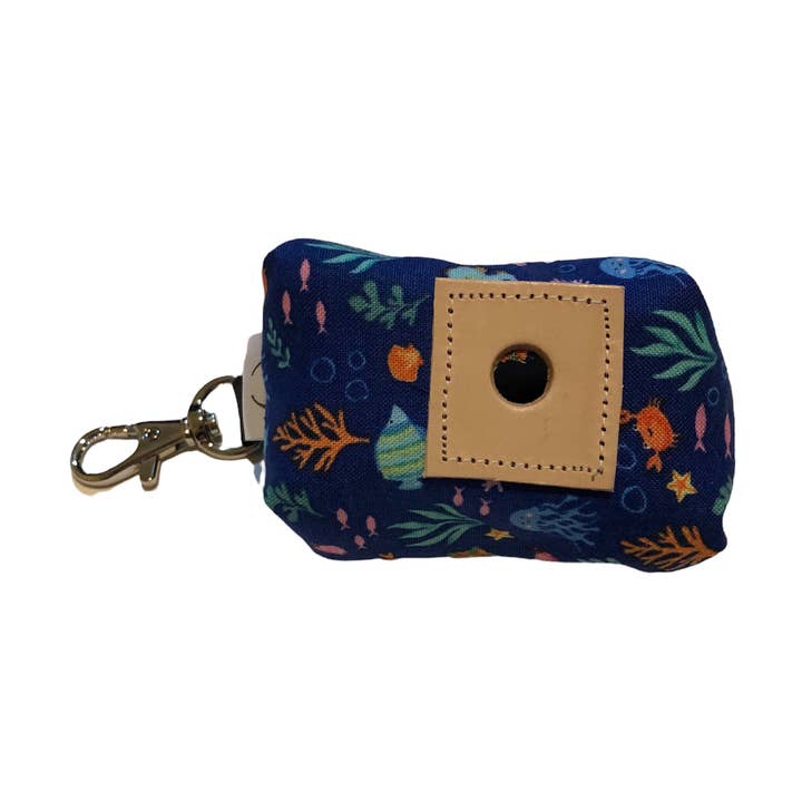 Blue ocean life poop bag holder for wholesale by Mixnature Collars