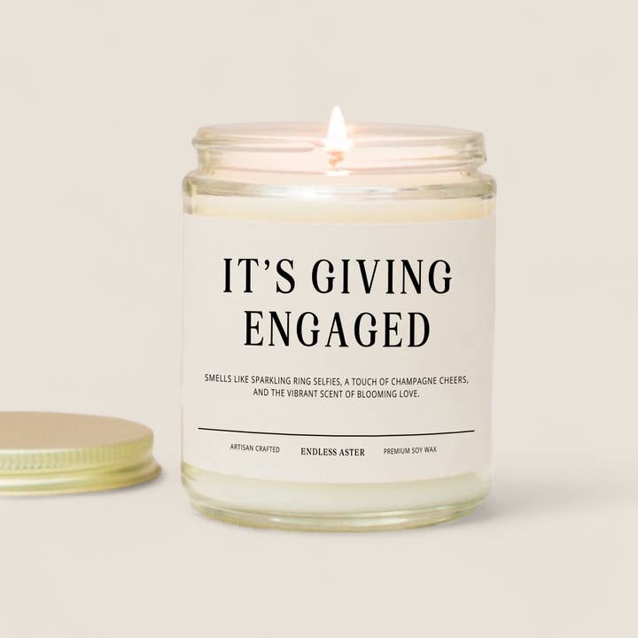 It's Giving Engaged - 8, 16oz Soy Wax Jar Candle, Engagement for wholesale by Endless Aster