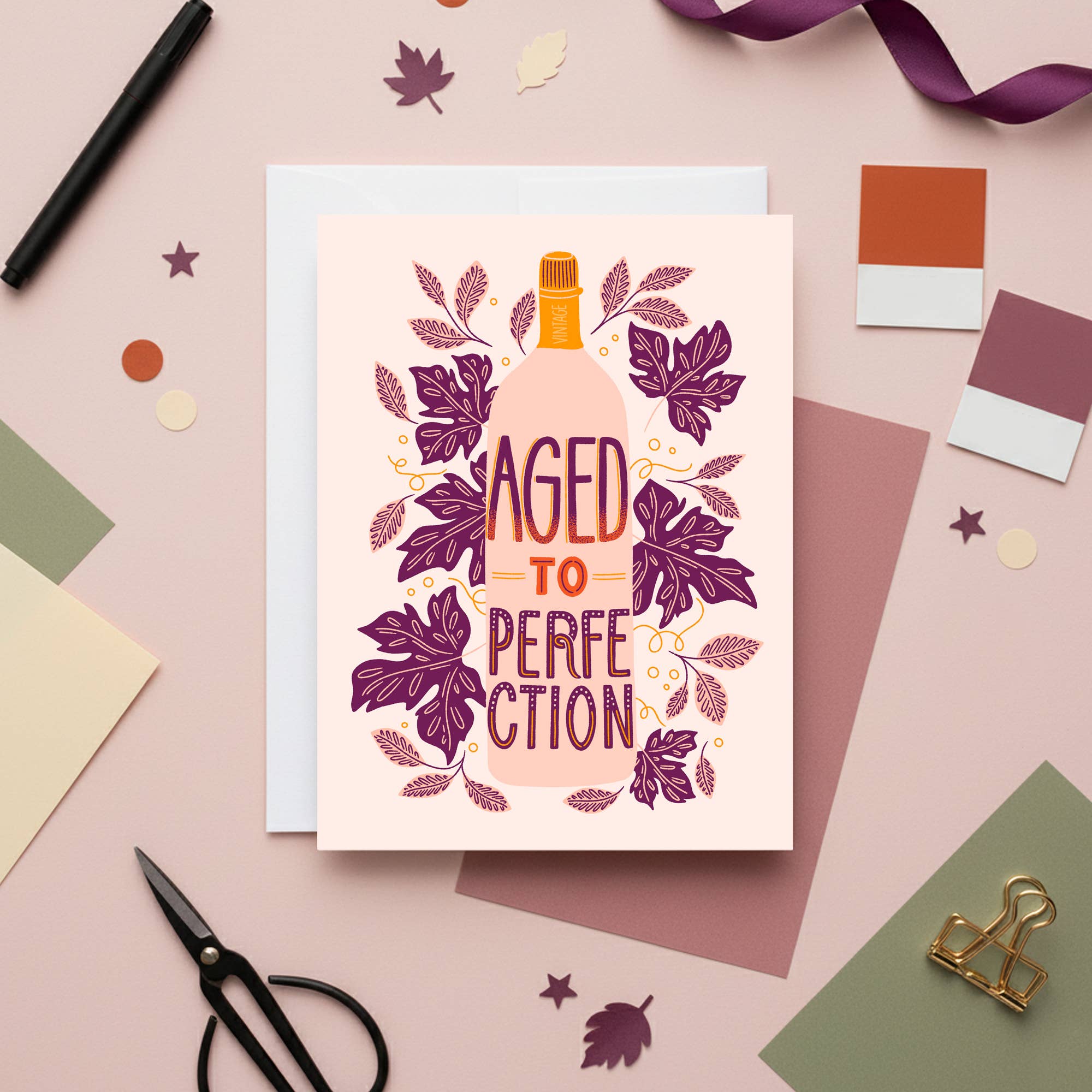 Molly Marie Pea - Wholesale Birthday Card - Aged to Perfection Card – Wine Birthday Theme1