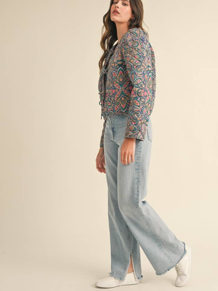 &MERCI - Wholesale Jacket - Women's - EXCLUSIVE PRINT QUILTED PAISLEY PRINT JACKET MJK36347