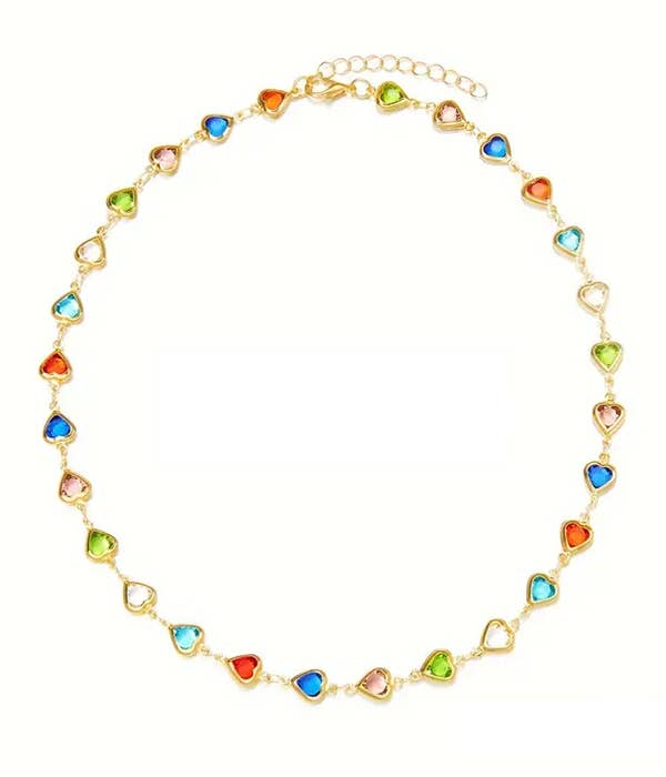 Jewelry Max - Wholesale Pendant/Charm Necklace - ( V643 ) MULTI HEART LINK NECKLACE