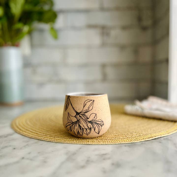 Hands On Ceramics - Wholesale Drinking Glass/Cup - Handmade Ceramic Floral espresso cup-3 ounce4