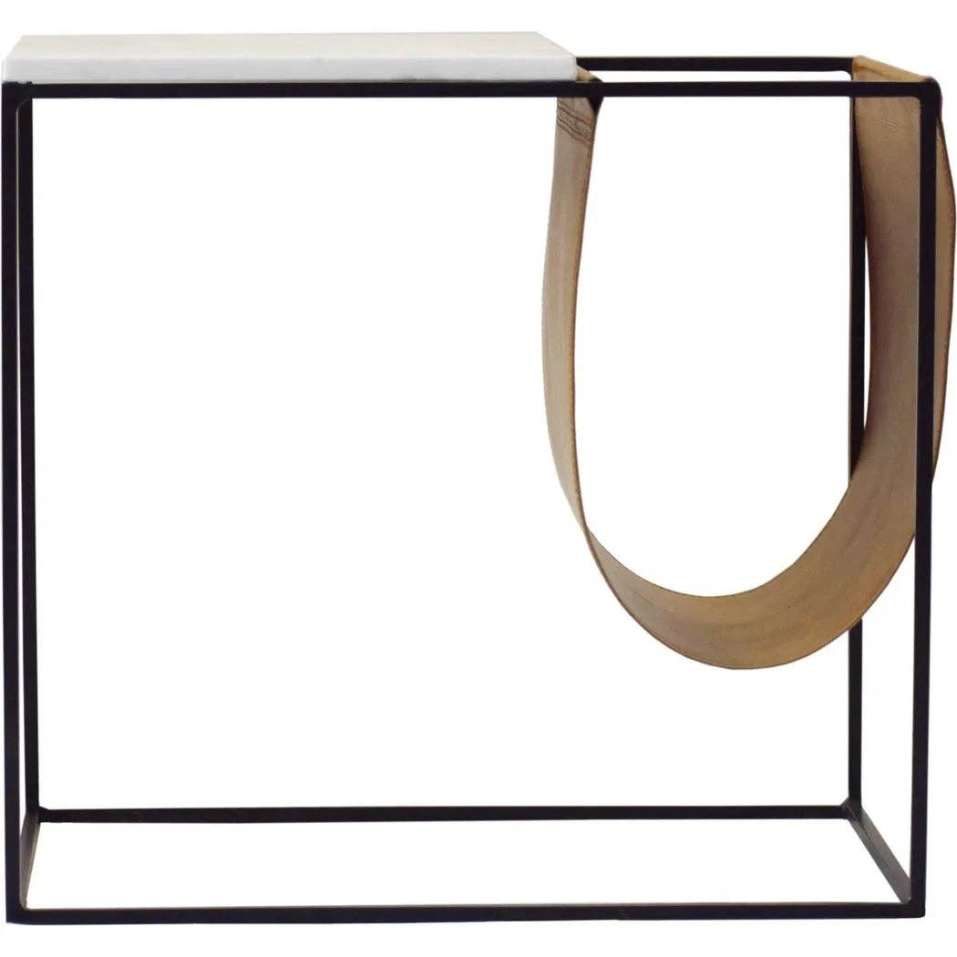 LOOMLAN - Wholesale Magazine Rack - Cave White Marble and Iron Magazine Rack0