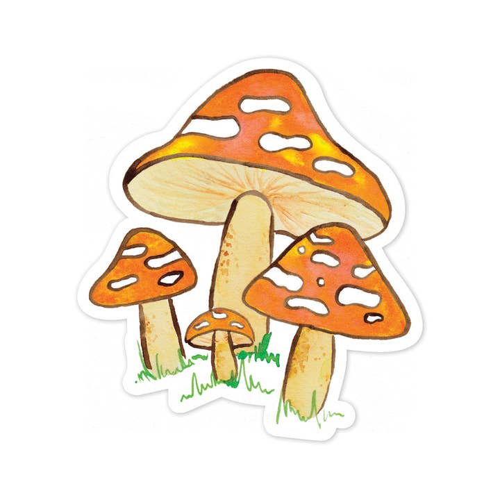 Orange Mushroom Sticker for wholesale by littlehoothoot