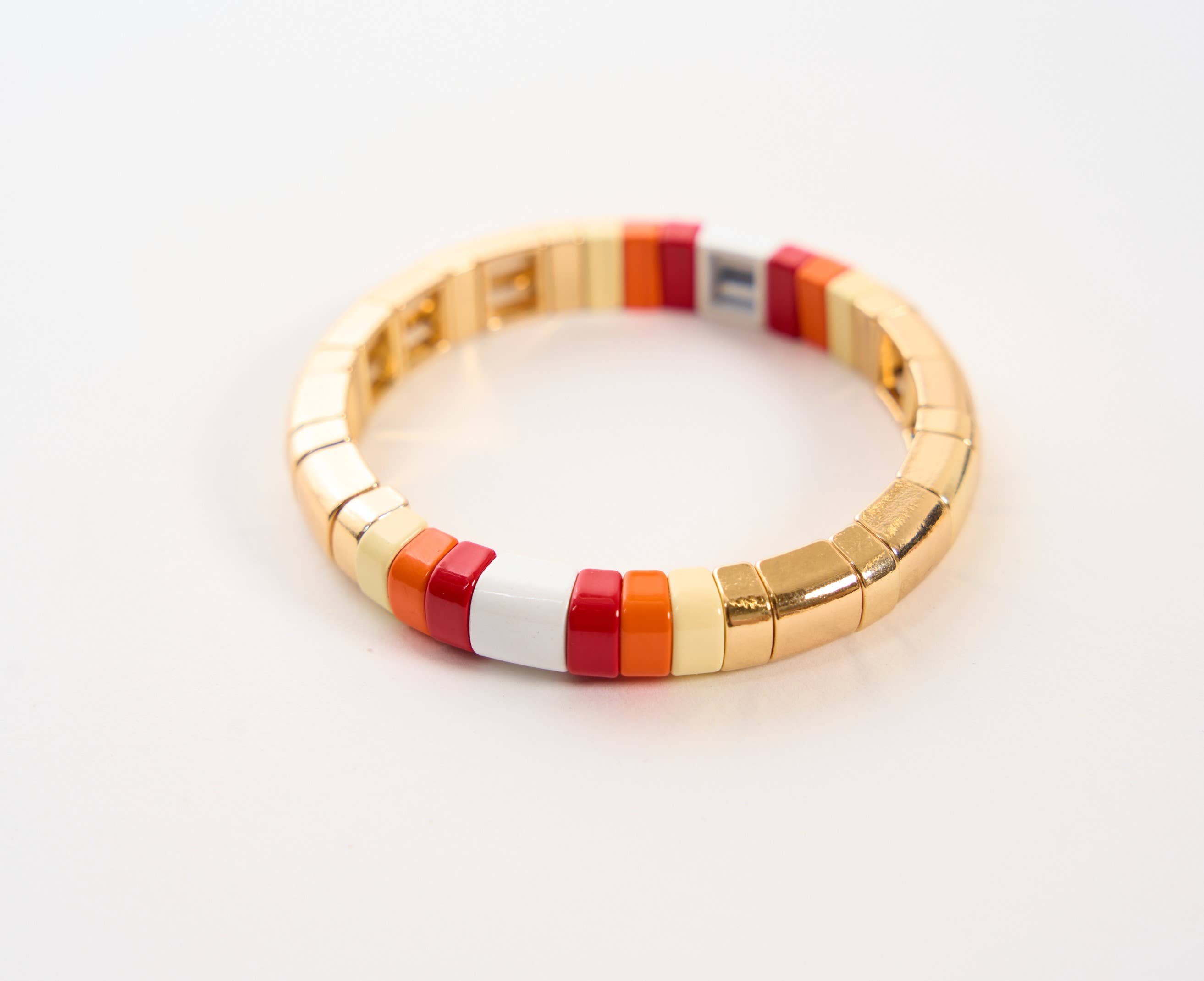 Malibu Sugar – wholesale Beaded bracelet – Gold & Colored Enamel Tile Bracelets0