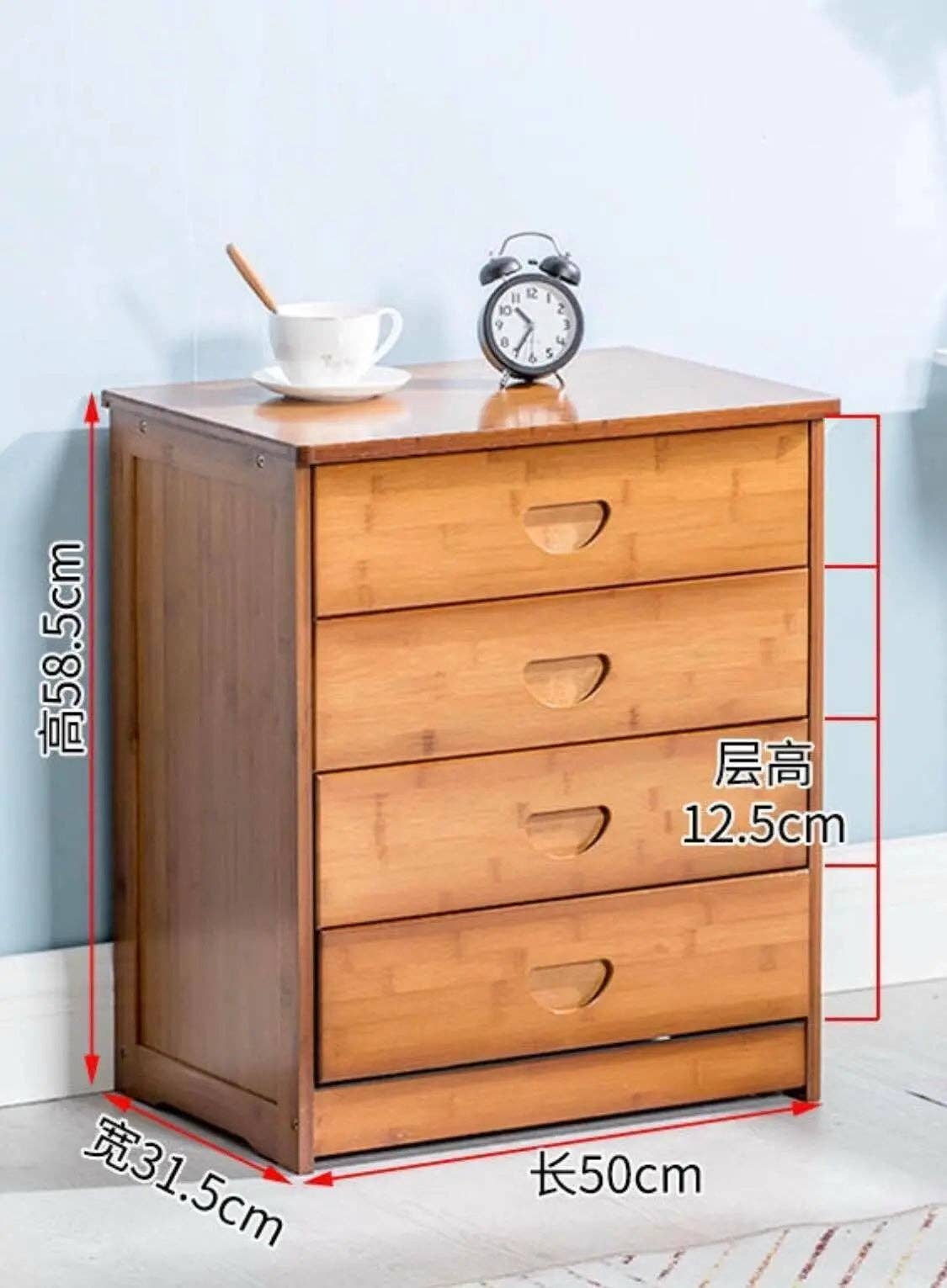 everythingbamboo - Vente Armoire - Commode moderne en bambou massif avec tiroirs pour chambre, choix élégant de rangement0
