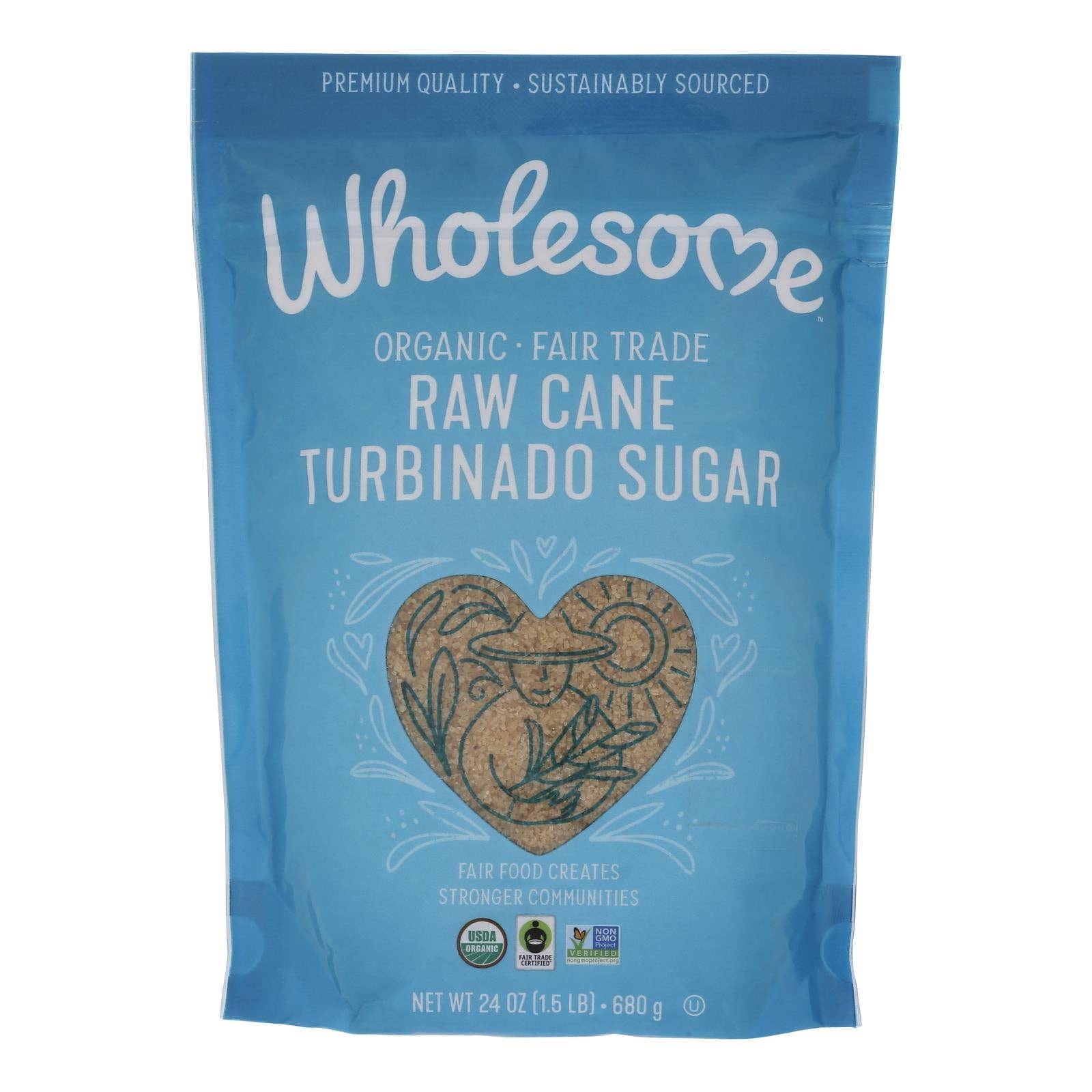 Everyday Supply Co - Wholesale Sugar/Sweetener - Organic Turbinado Raw Cane Sugar, 1.5 lb, Case of 120