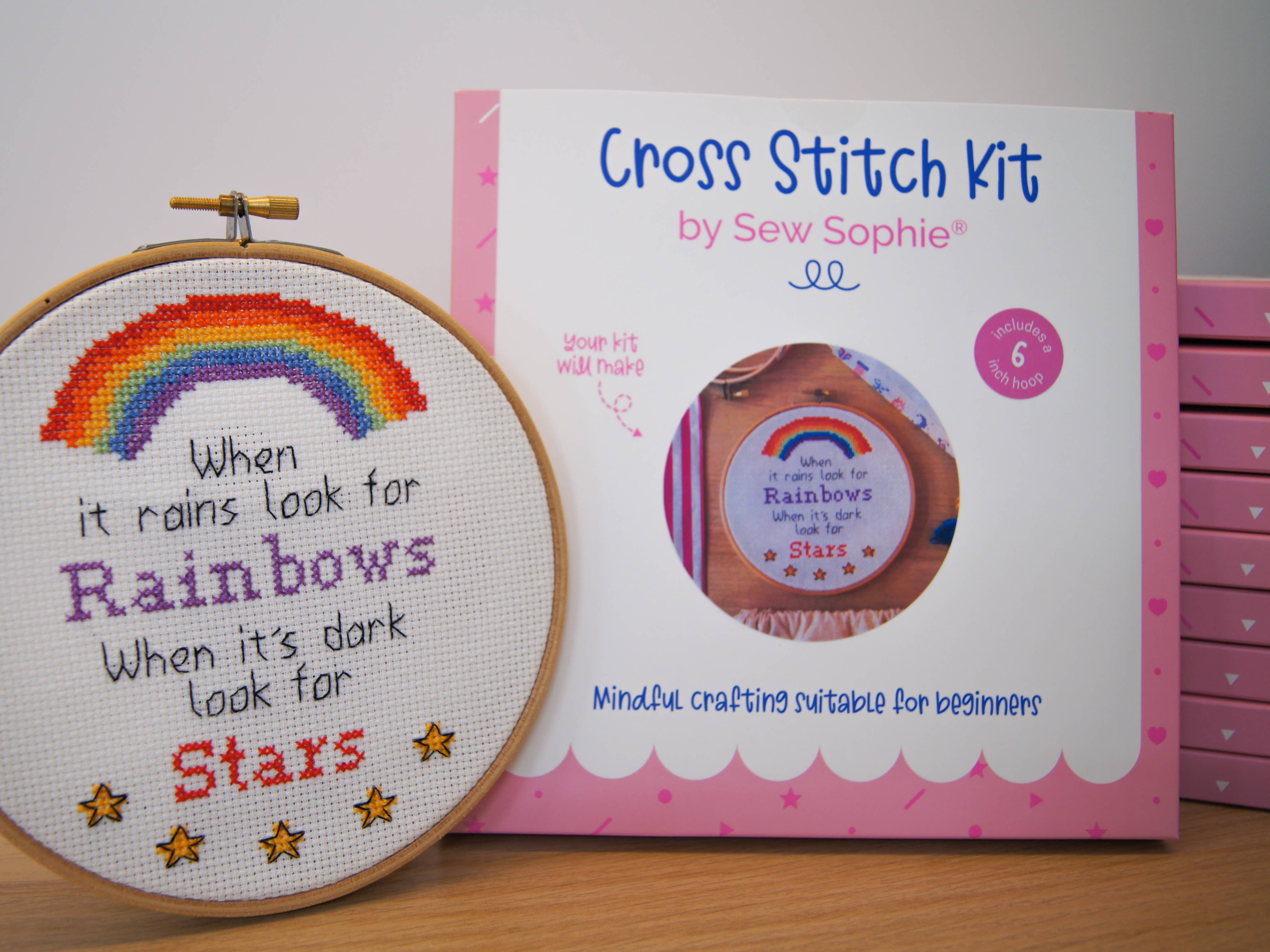 Cross stitch kit - Rainbow cross stitch kit - kids cross stitch