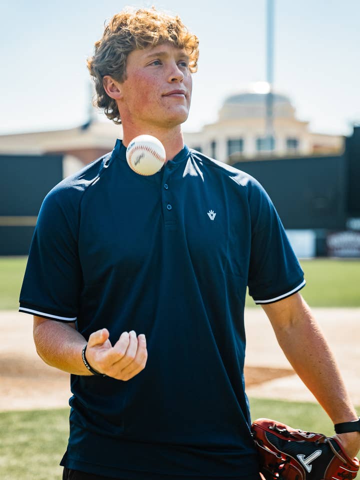 ELEVATE Active Henley - Donkerblauw voor wholesale door Verses Apparel Co