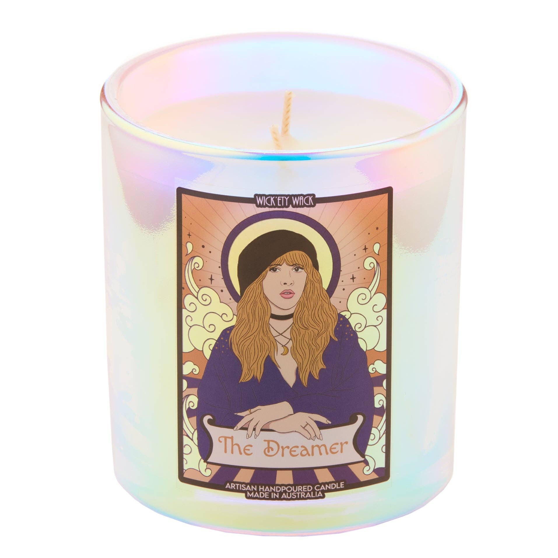 Wickety Wack Candles - Venta al por mayor Velas en tarros - Vela iridiscente de doble mecha Stevie Nicks (395 g)1