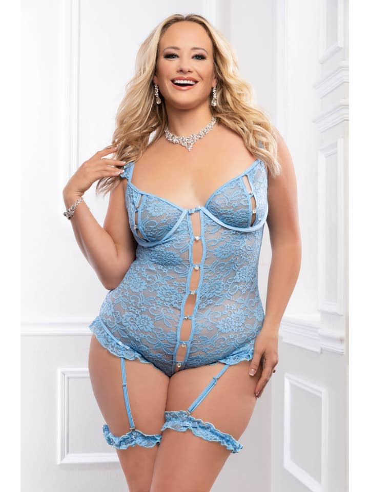 GWorld Intimates – Engroshandel Bodysuit undertøj - Dame – OH2425PQ Aquamarine - 2stk Peek-a-Boo Blonderbamse med Snap Cr2