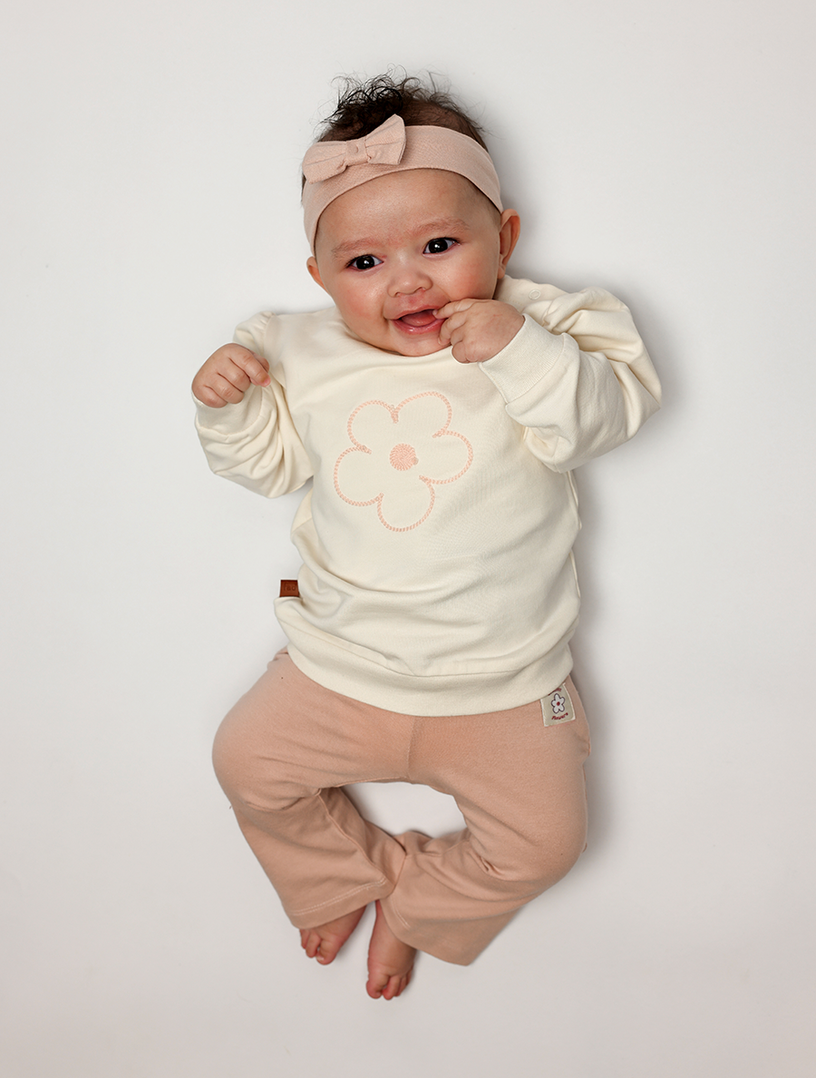 Fumée de Rose Pantalon Évasé Fleurs Bébé | Rose Fumée en vente sur Faire2