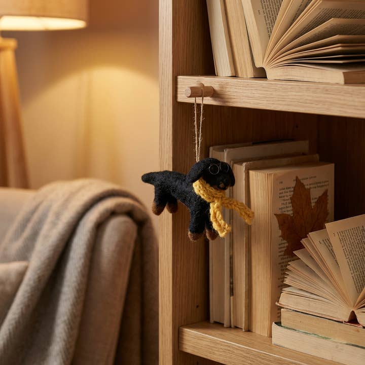 Felt So Good – wholesale Ornament – Handmade Felt Douglas the Dachshund Dog Decoration3