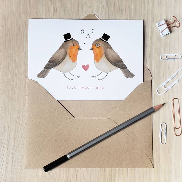 The Curious Cactus - Vente Cartes de déclaration d'amour - Love Tweet Love - Carte de vœux2