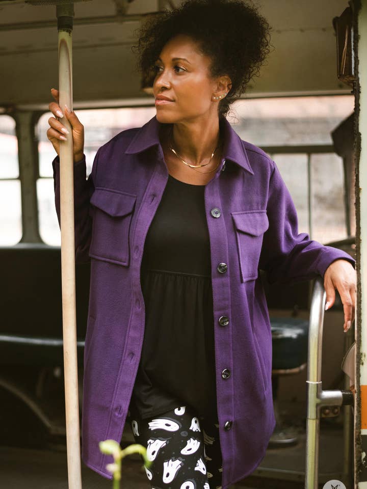 Oversized Button Up Shacket for wholesale by SweetLegs Clothing Inc