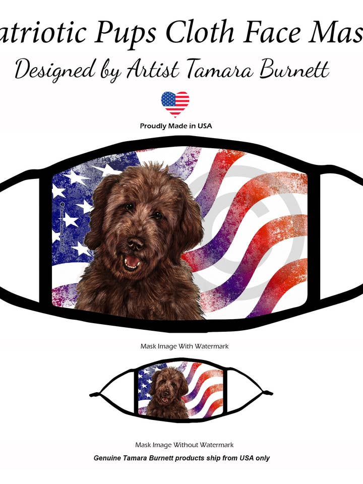 Goldendoodle Chocolate Patriótico Mascarilla Cachorro para venta al por mayor de Pet Gifts USA, LLC