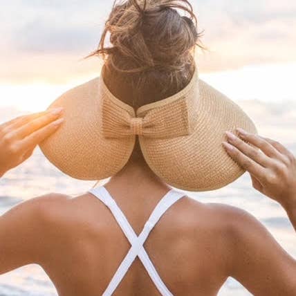 Embellish Your Life - Wholesale Visor - Women's - Upcycled LV Rollable Packable Straw Visor1