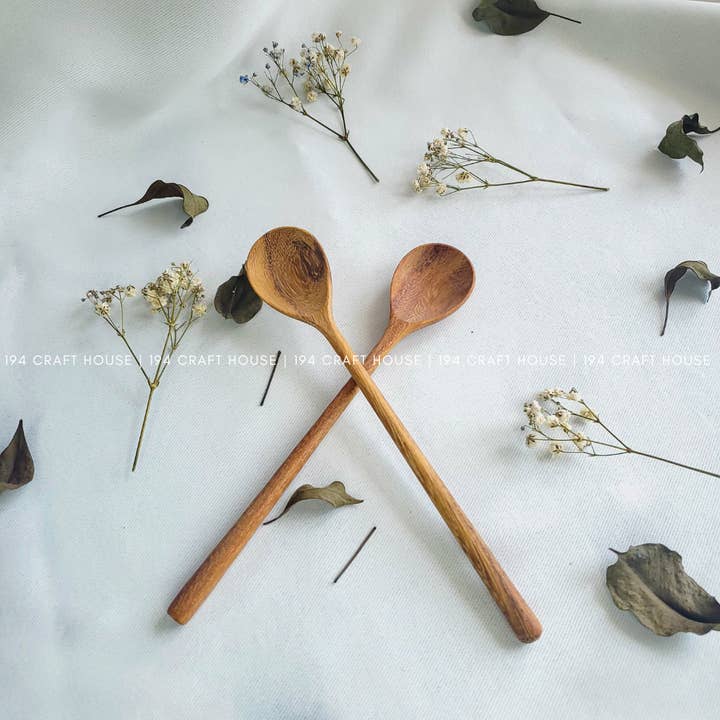 194 Craft House - Wholesale Kitchen Spoon - Handcarved Wooden Stirring Spoon - Kitchen Serving Utensils