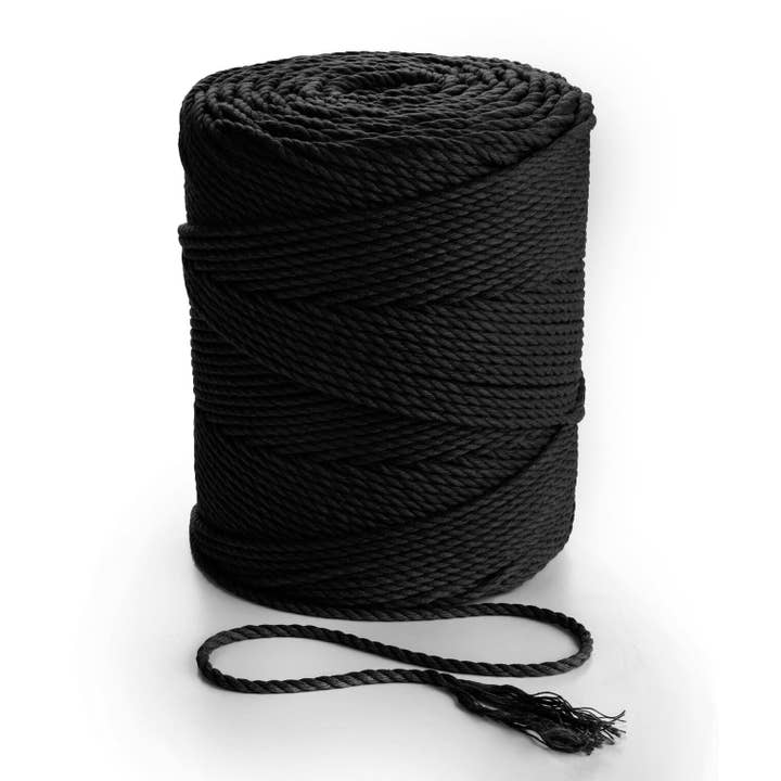 3MM 3 Strand Twisted 1kg Macrame Cotton Cord BLACK 270m Macrame Rope 3 ply Craft String for wholesale by MB Cordas