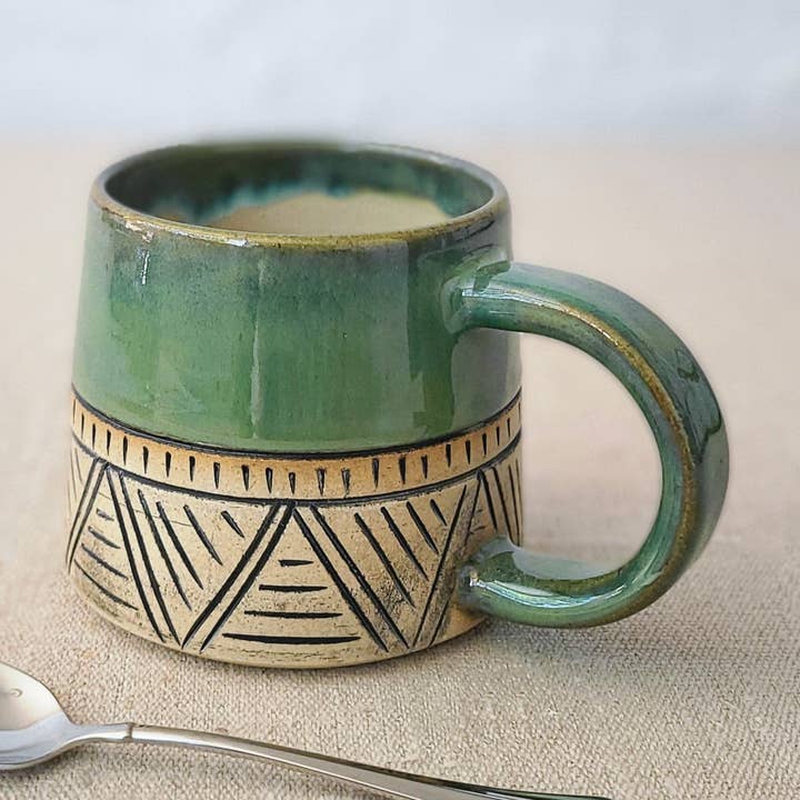 Alpine Green Classic Carved Standard Mug for wholesale by Katie L Thompson Designs