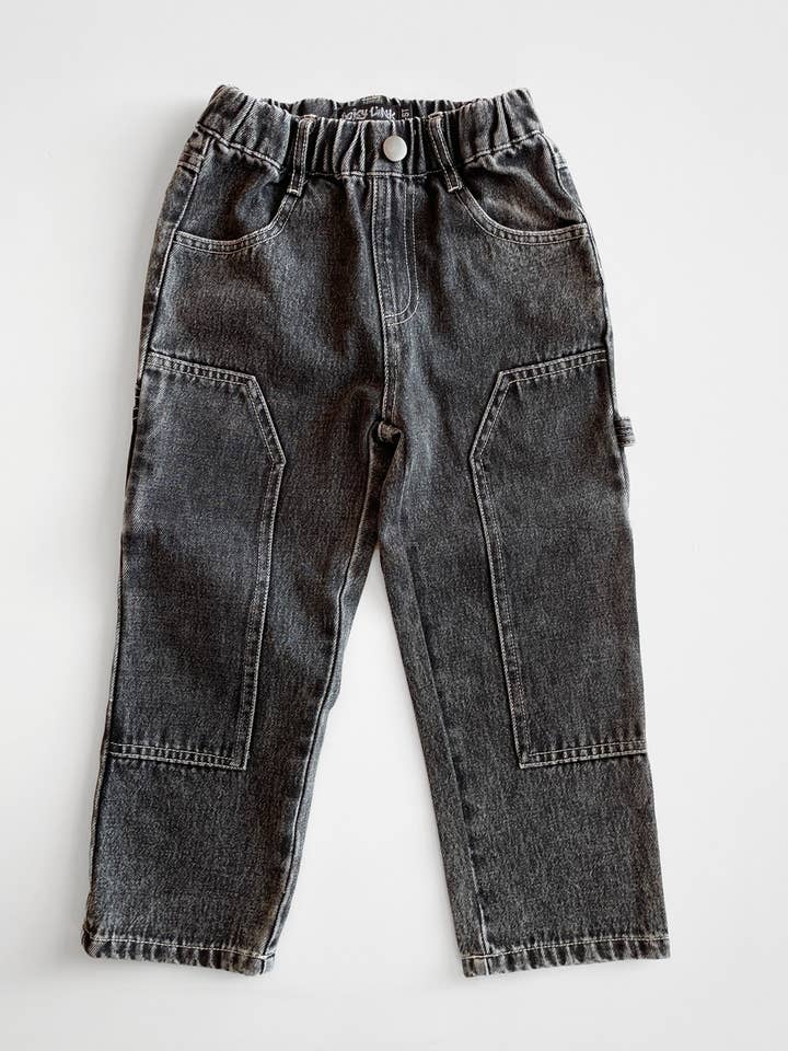 Black Toddler Double-Knee Carpenter Denim for wholesale by Lucky Link