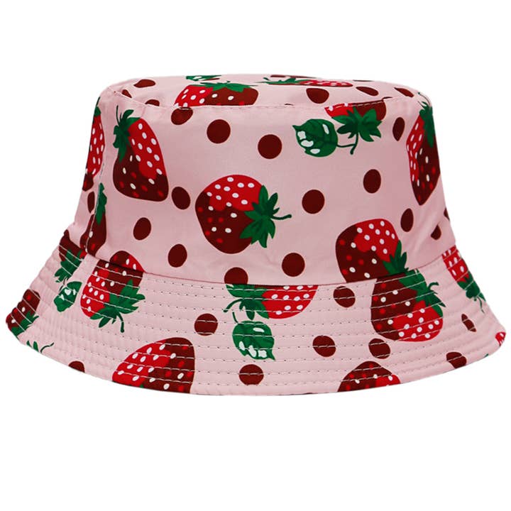 Cap Zone - Wholesale Bucket Hat - Kids - Kids Choco Strawberry Print Reversible Bucket Hat3
