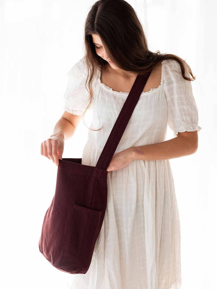 Mira Canvas Bag - Wine 100% organic cotton for wholesale by Tintok