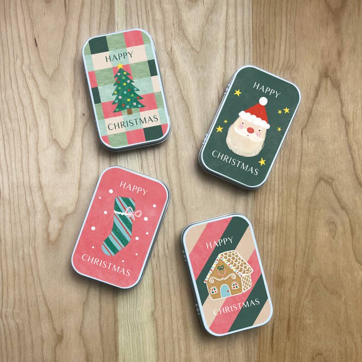 Set Of 4 Happy Holidays Christmas Keepsake Holder for wholesale by Cotton Twist (USA DUTIES PAID)