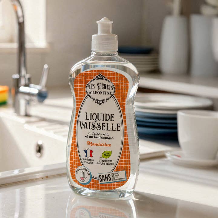 Liquide vaisselle mains Mandarine - Flacon 500 ml pour la vente par Les Secrets de Léontine