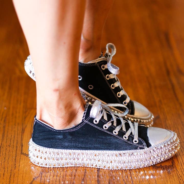 Black & Silver Studded Canvas Sneakers and other Purchase Wholesale canvas sneakers. Free Returns & Net 60 Terms on Faire trending on Faire.