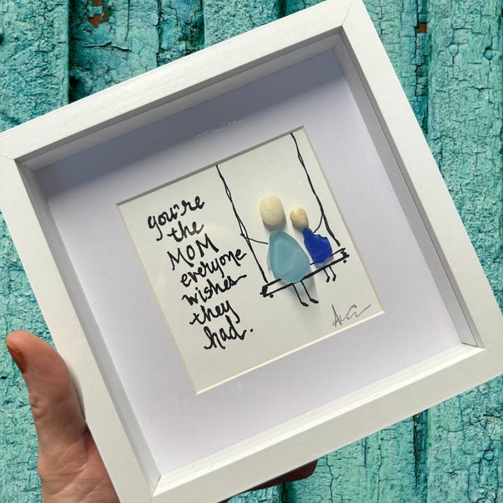 You’re The Mom MINI - Sea Glass Art - 6x6 Framed for wholesale by Back Bay Designs