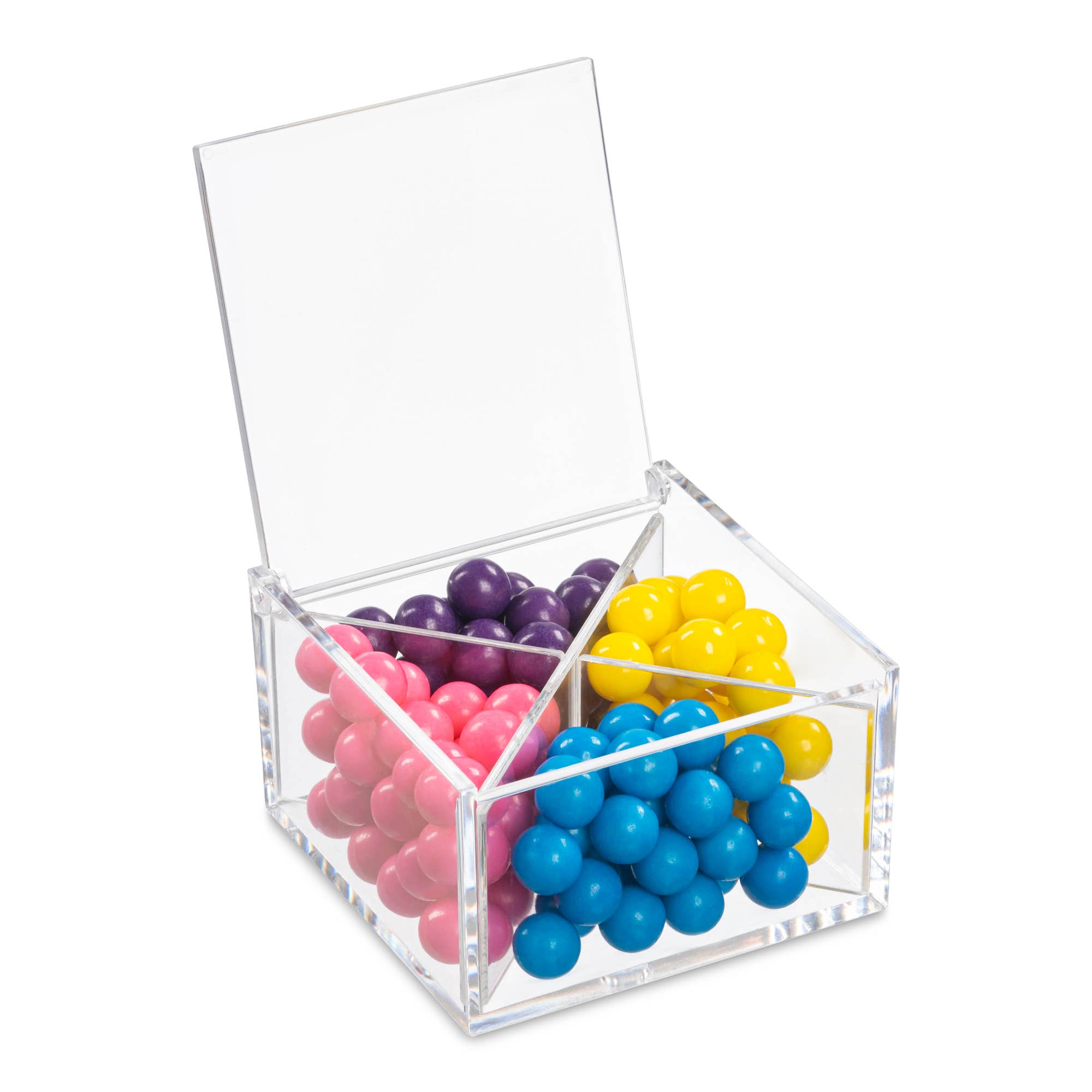 Hammont - Wholesale Gift Box - Clear Acrylic Boxes with 4 sections 2 Pack 3.94"X3.94"X2.36"1