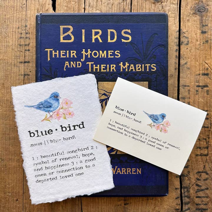 Alison Rose Vintage – wholesale Konsttryck – bluebird definition tryck på handgjort papper