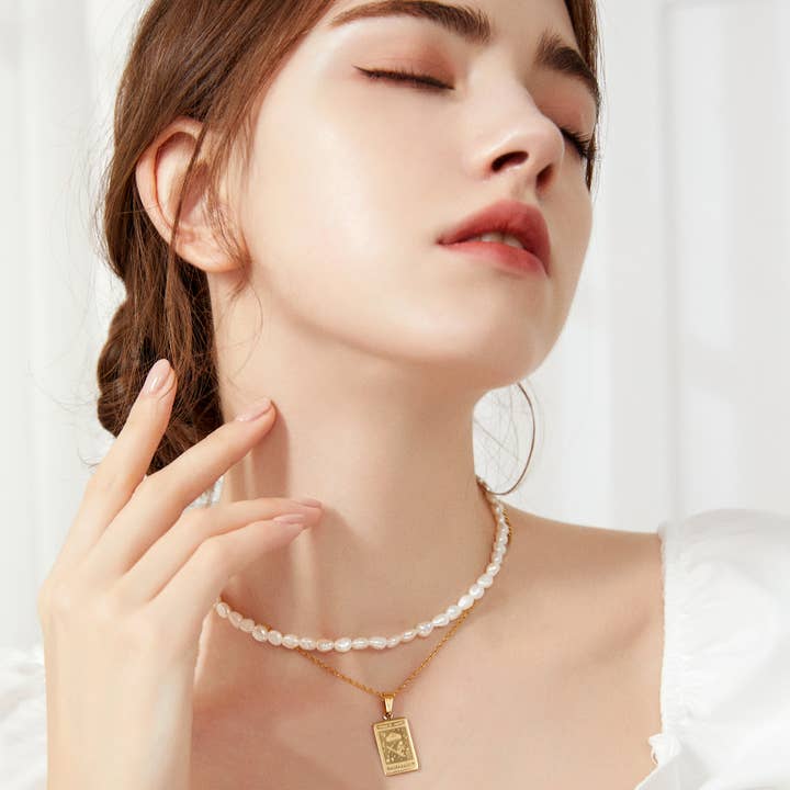 Glacier Mist - Venta al por mayor Collares con colgantes/abalorios - Collar de cartas del tarot de la emperatriz - oro amarillo