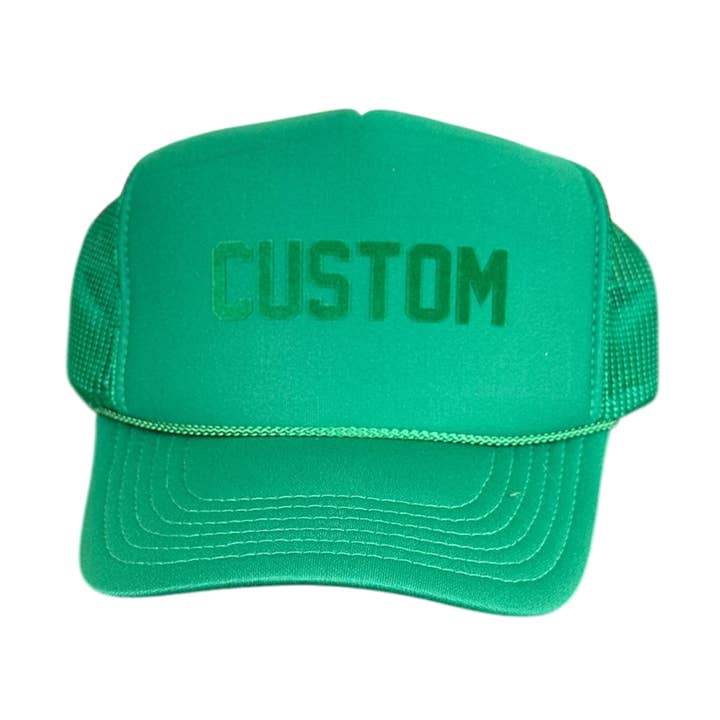 CUSTOM Green Tonal Trucker Hat for wholesale by Littlebrightbird