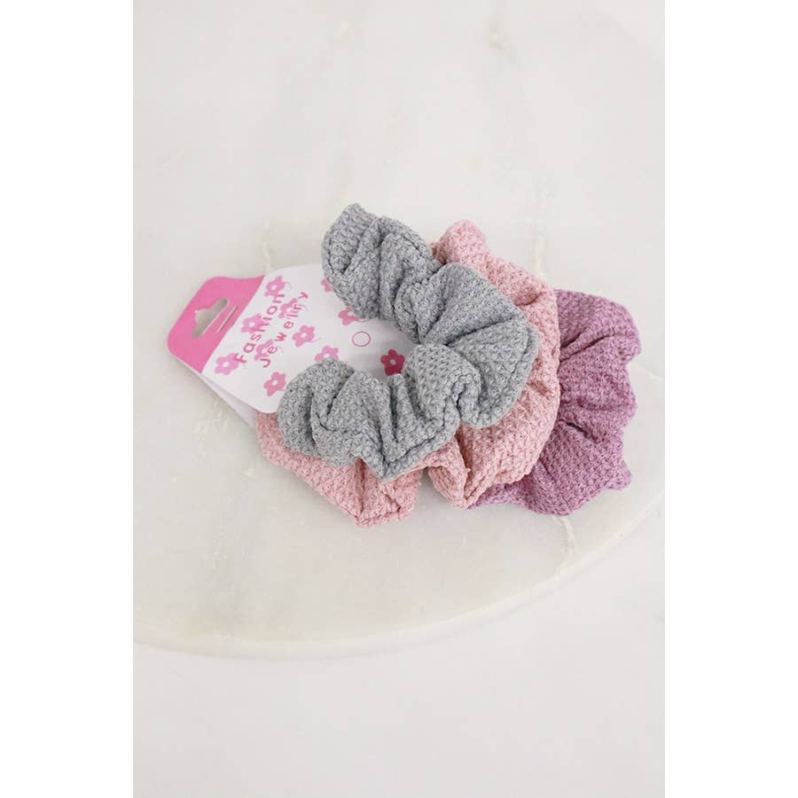 MIX COLOR 3-Pcs Textured Scrunchie Set for wholesale on Faire1