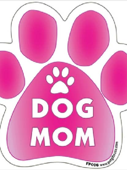 Dog Mom Pink Paw Shaped Magnet for wholesale by Pet Gifts USA, LLC