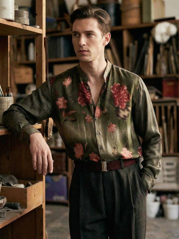 Camisa 100% Seda - Pieza Única - Talla L/XL para venta al por mayor de Emile Garçon