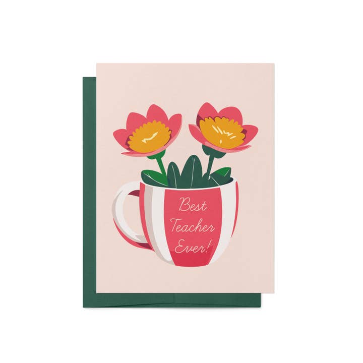 Blú Rose - Wholesale Teacher/Back-to-School Card - Best Teacher Ever Greeting Card | Floral Mug Thank You4