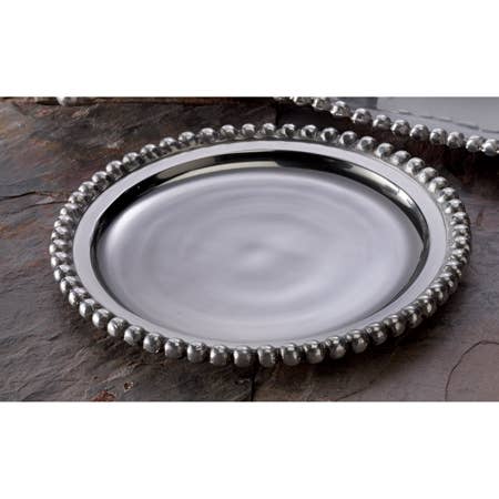 India Handicrafts Inc - Wholesale Decorative Tray - Beaded Edge Round Tray, Sm, 12