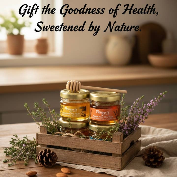 ALETA FARMS - Wholesale Honey - 4 Seasons Raw Greek Honey Gift Box – 4 Mini Jars (30g Each)8
