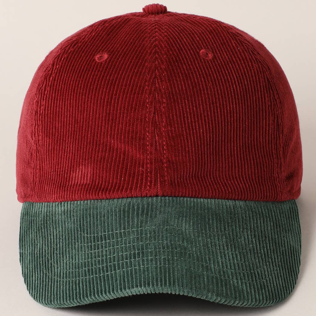 Fashion City - Wholesale Baseball Cap - Unisex - Corduroy Two-Tone Adjustable Baseball Cap54